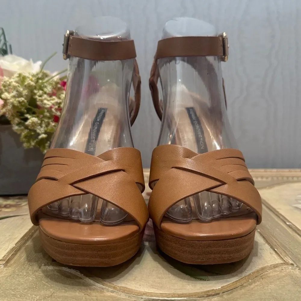 French Connection Gilda Safari Sand Platform Sandals Neutral Sz 8